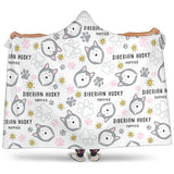 Siberian Husky Design Pattern Hooded Blanket