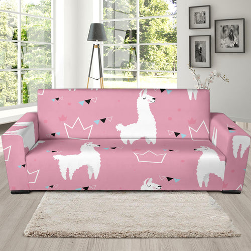 Llama Alpaca Pink Background Sofa Slipcover