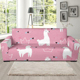 Llama Alpaca Pink Background Sofa Slipcover