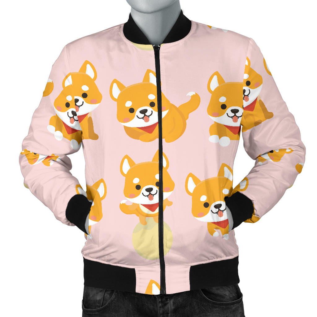 Cute Shiba Inu Dog Pattern  Men'S Bomber Jacket