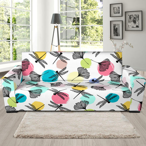 Dragonflies Ginkgo Leaves Pattern Sofa Slipcover