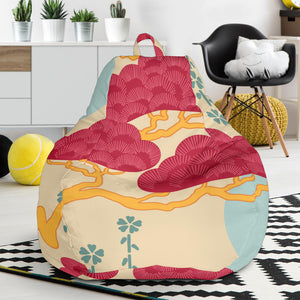 Red Bonsai Gray Sun Japanese Pattern Bean Bag Cover