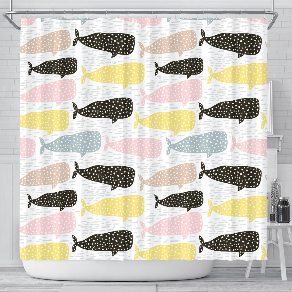 Whale Dot Pattern Shower Curtain Fulfilled In US