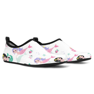 Cute Mermaid Dolphin Fish Starfish Pattern Aqua Shoes