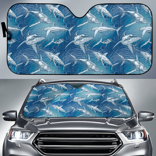 Shark Hand Drawn Car Sun Shade