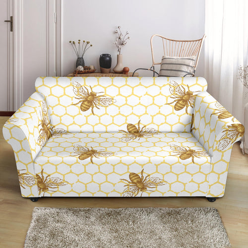 Bee Honeycomb Seamless Design Pattern Loveseat Couch Slipcover