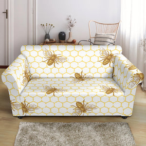 Bee Honeycomb Seamless Design Pattern Loveseat Couch Slipcover