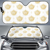Gold Ornamental Lotue Waterlily Symbol Pattern Car Sun Shade
