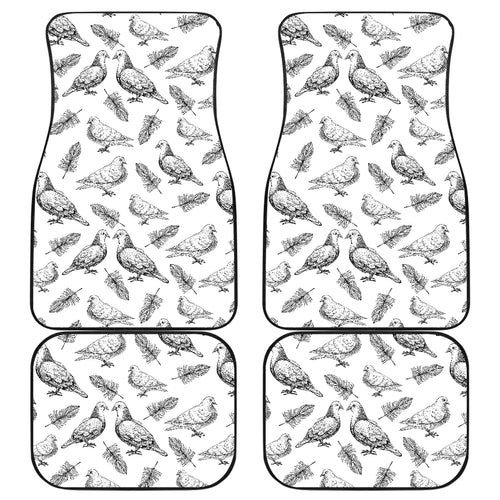 Pigeon Pattern Print Design 05 Front and Back Car Mats