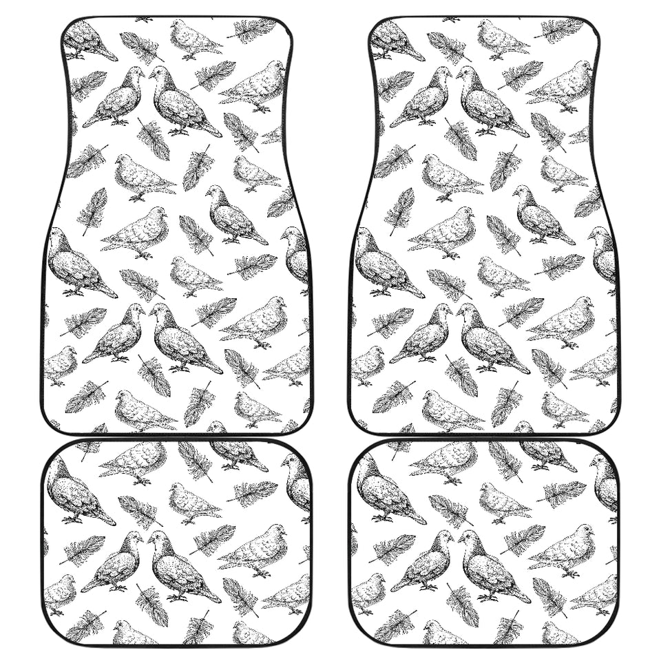 Pigeon Pattern Print Design 05 Front and Back Car Mats