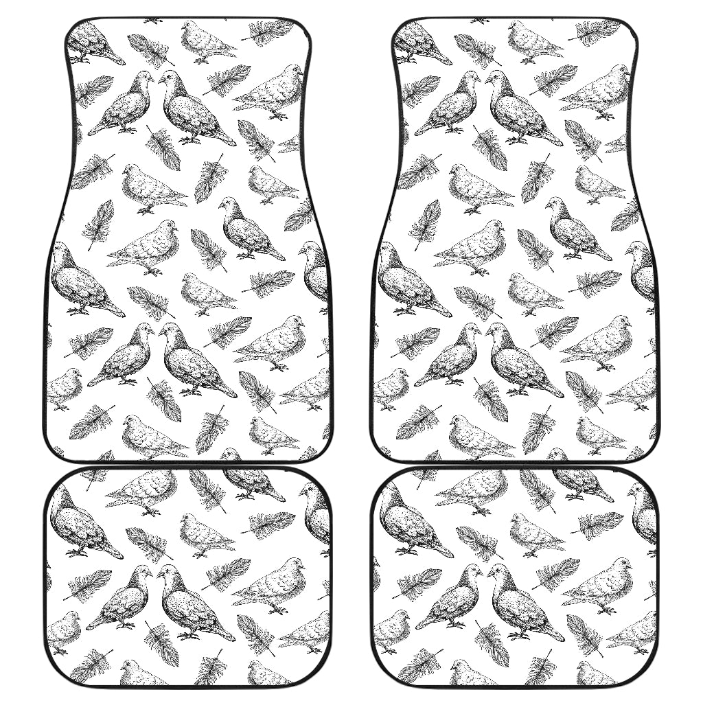 Pigeon Pattern Print Design 05 Front and Back Car Mats