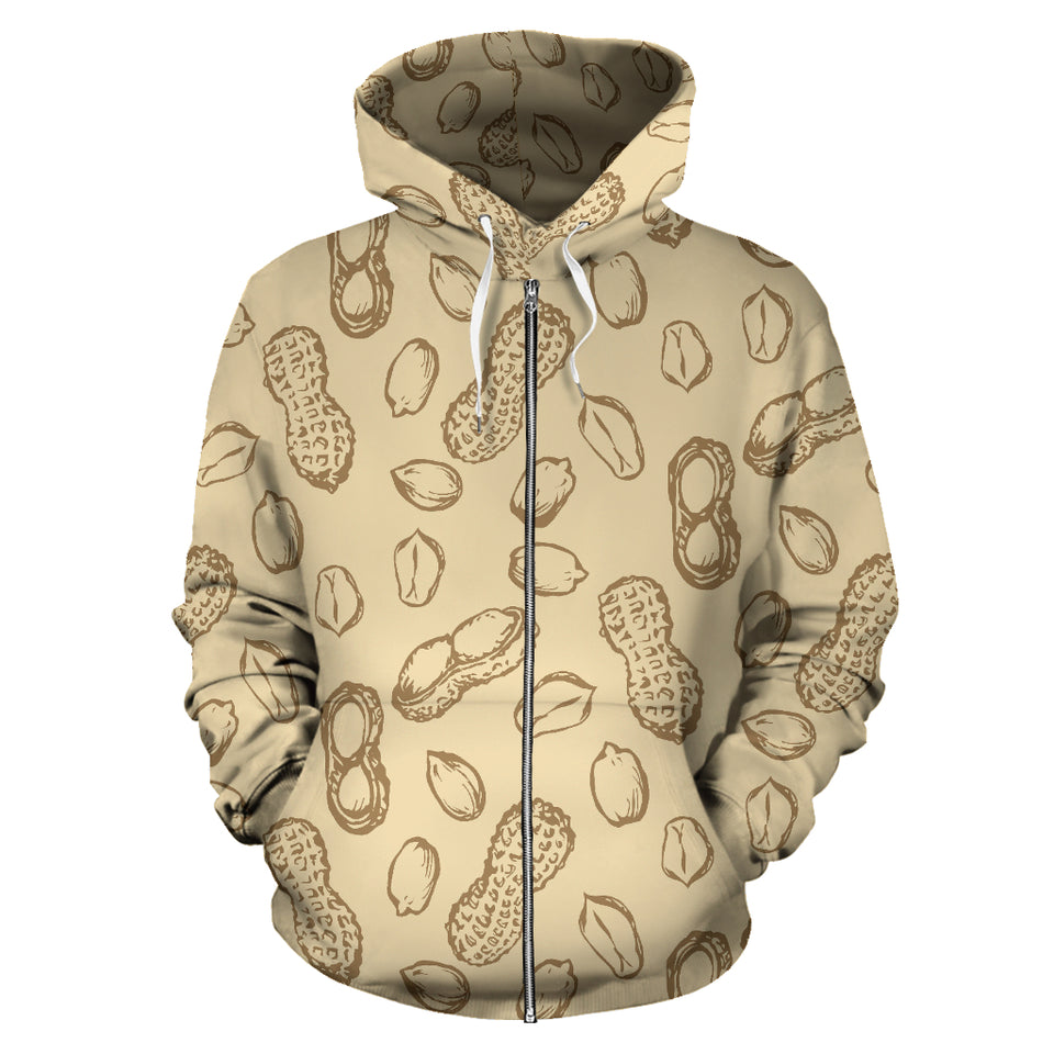 Hand Drawn Peanuts Pattern Zip Up Hoodie