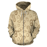 Hand Drawn Peanuts Pattern Zip Up Hoodie