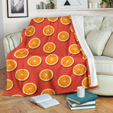 Oranges Pattern Red Background Premium Blanket