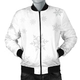 Snowflake Pattern White Background Men'S Bomber Jacket