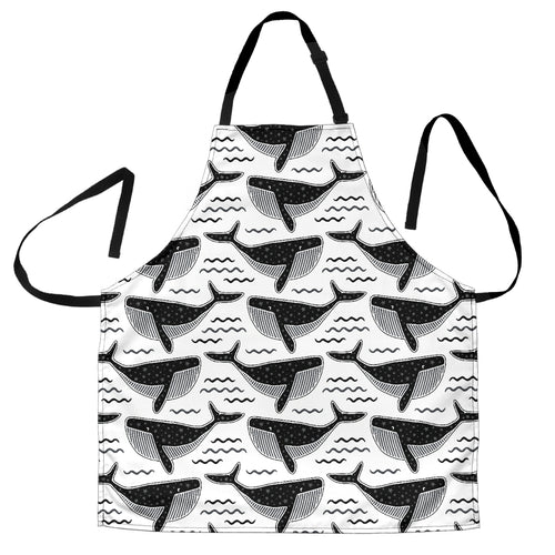 Black Whale Pattern Adjustable Apron