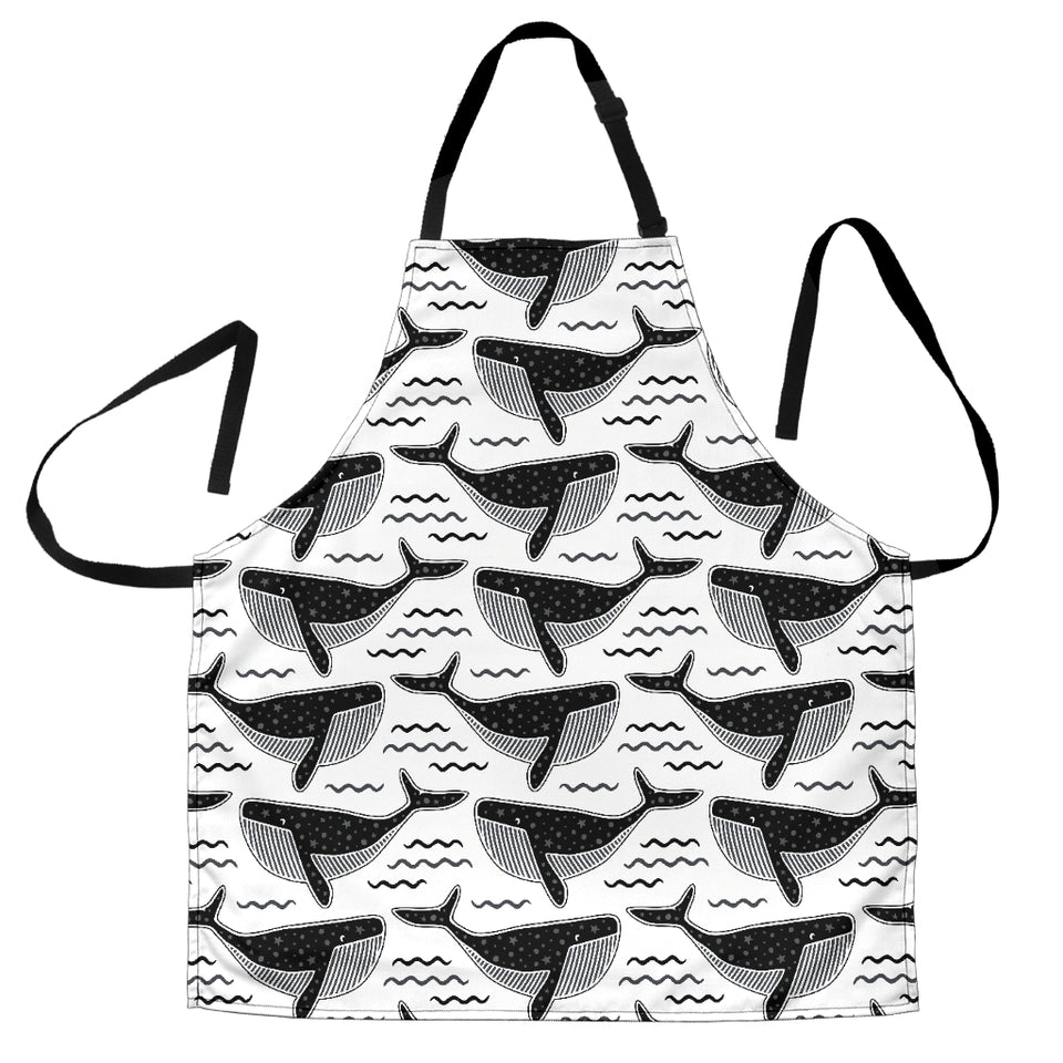 Black Whale Pattern Adjustable Apron