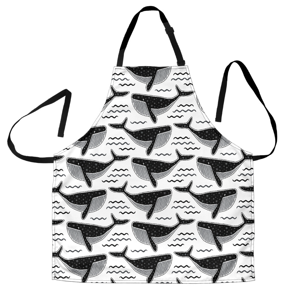 Black Whale Pattern Adjustable Apron