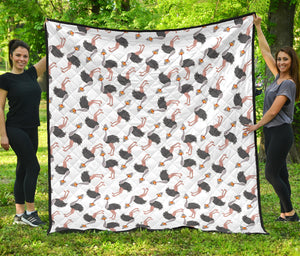 Ostrich Pattern Print Design 02 Premium Quilt