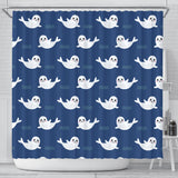 Cute White Baby Sea Lion Seal Pattern Shower Curtain Fulfilled In US