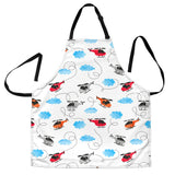 Watercolor Helicopter Cloud Pattern Adjustable Apron
