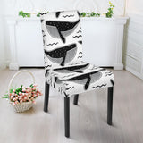 Black Whale Pattern Dining Chair Slipcover