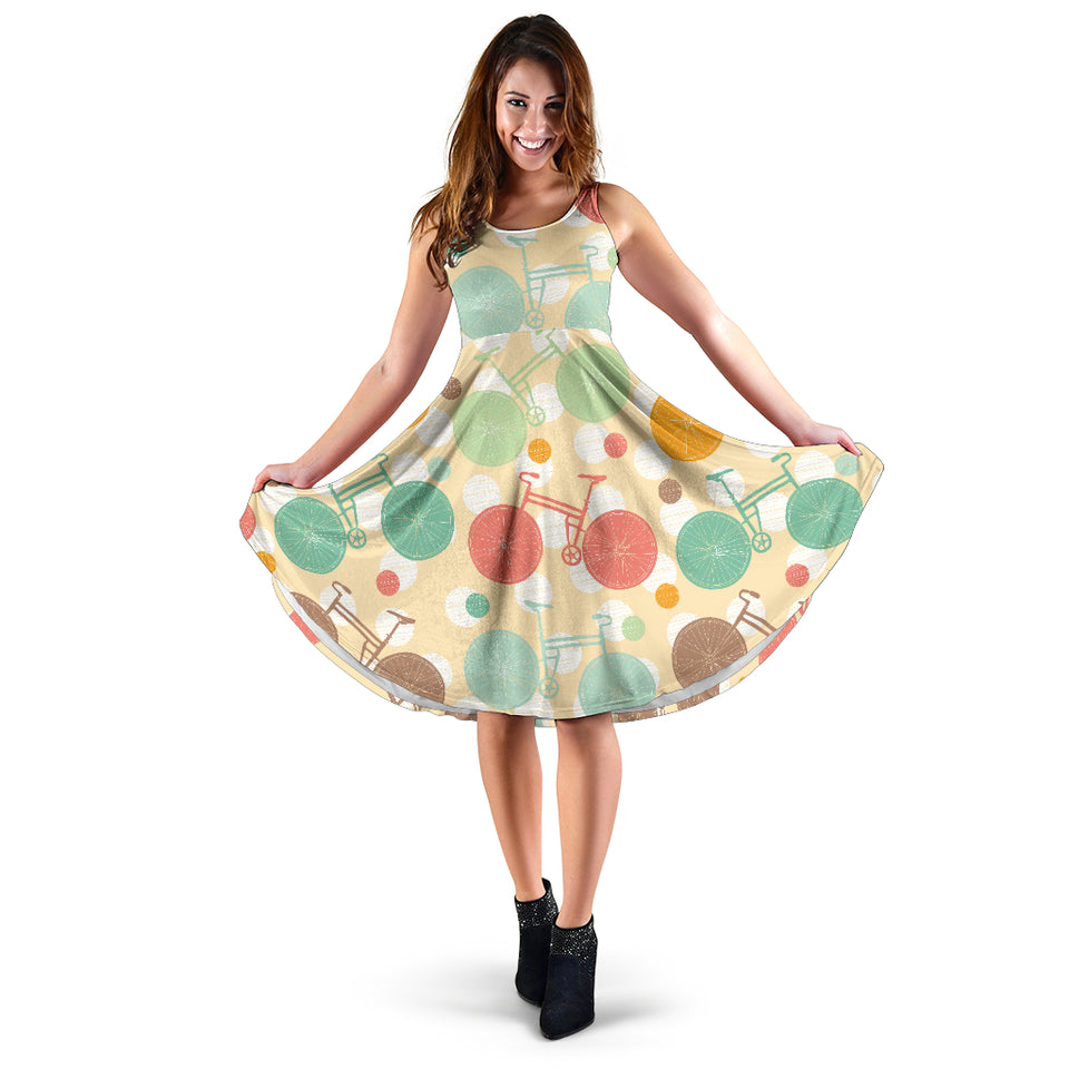 Bicycle Pattern Print Design 01 Sleeveless Midi Dress