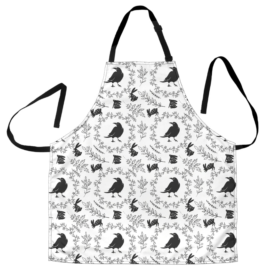 Crows Floral Wreath Rabbit Pattern Adjustable Apron
