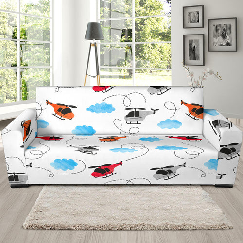 Watercolor Helicopter Cloud Pattern Sofa Slipcover