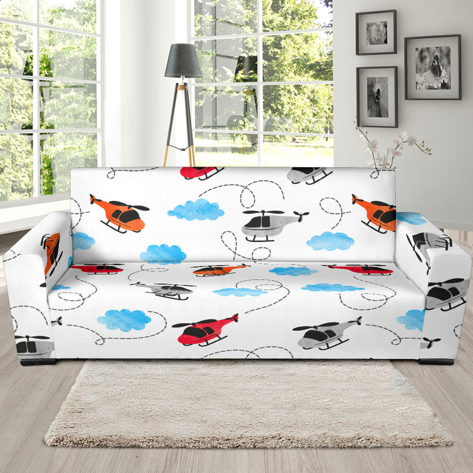 Watercolor Helicopter Cloud Pattern Sofa Slipcover