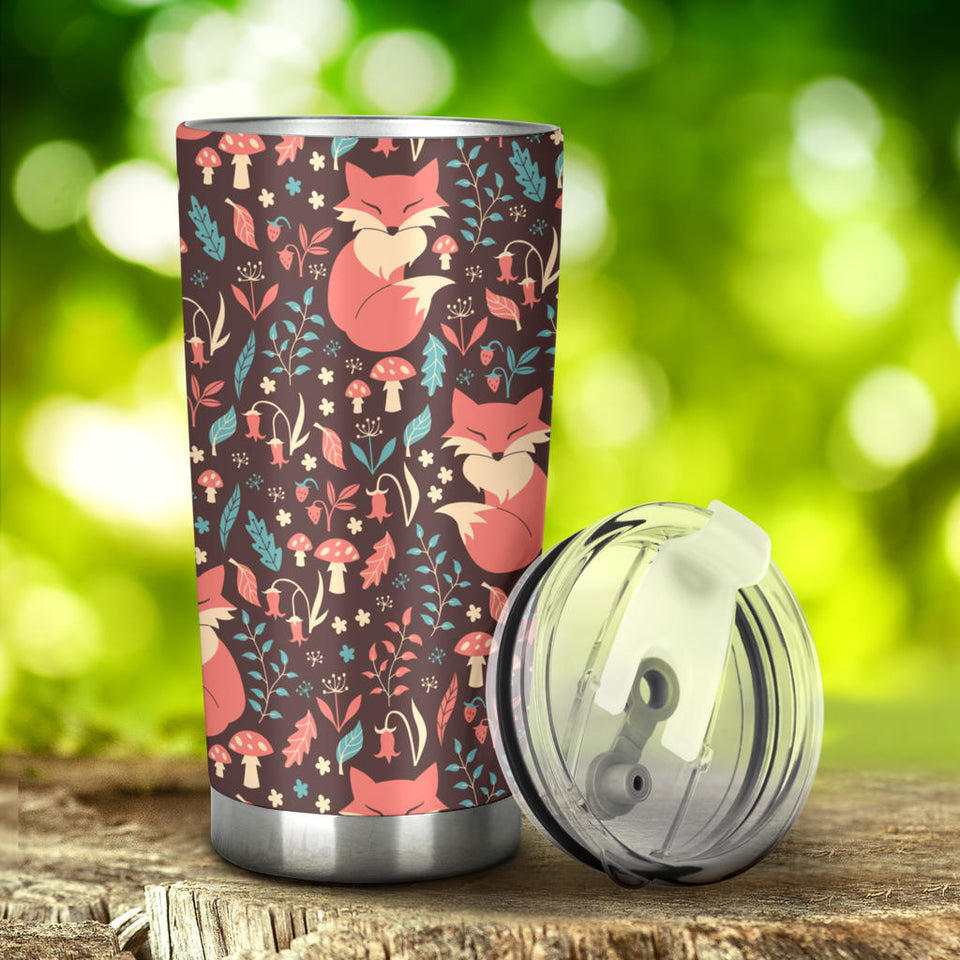 Fox Leaves Mushroom Pattern Tumbler