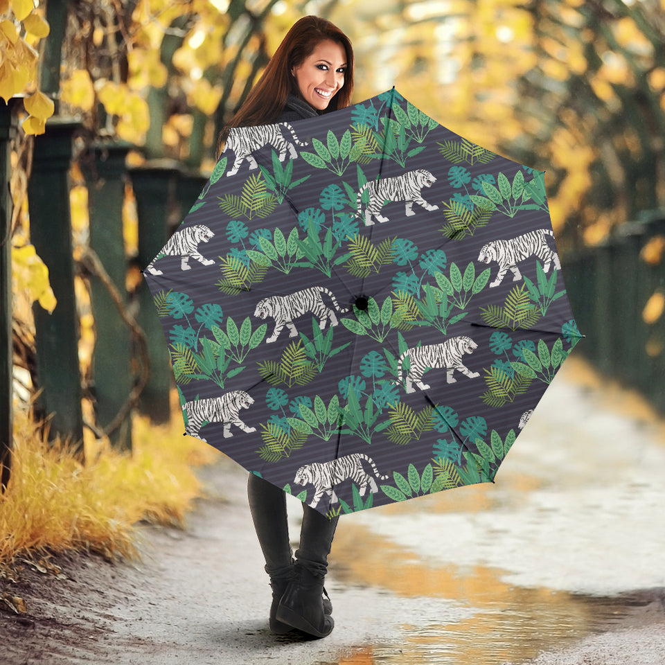 White Bengal Tigers Tropical Plant Umbrella