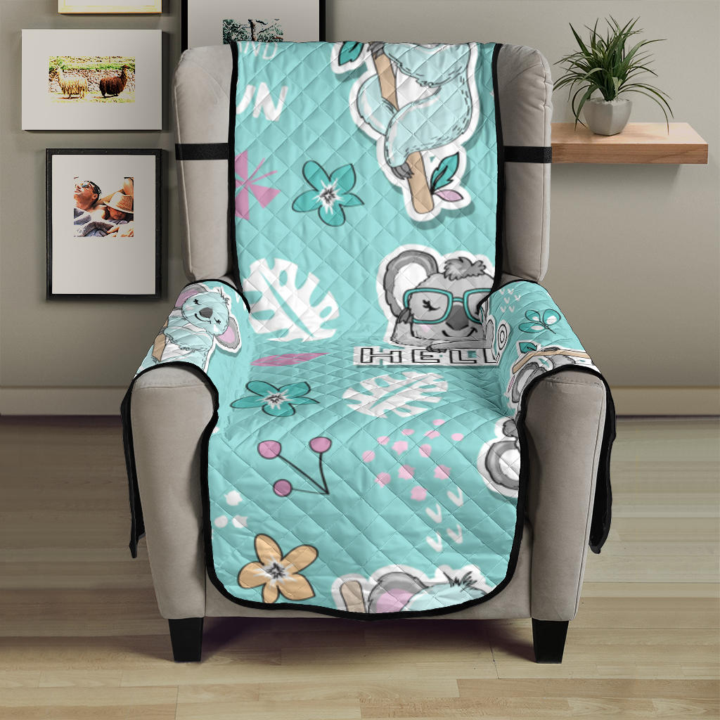 Cute koalas blue background pattern Chair Cover Protector