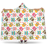 Color Cute Owl Pattern Hooded Blanket