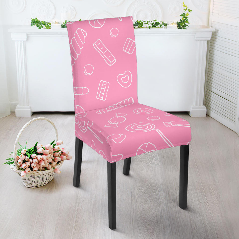 Sweet Candy Pink Background Dining Chair Slipcover
