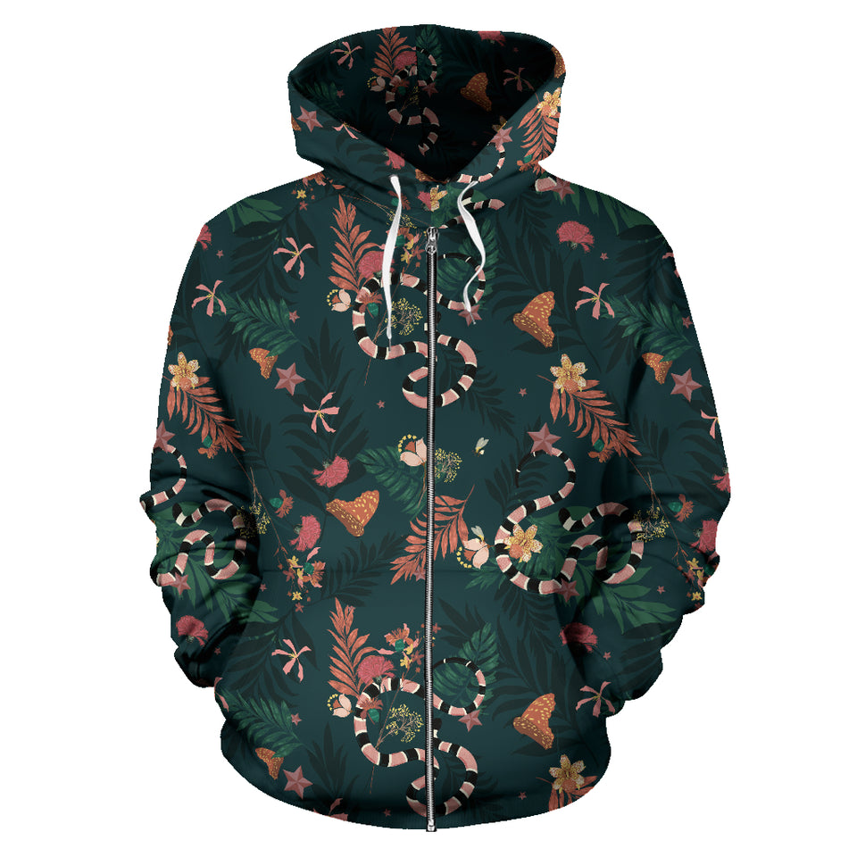 Snake Forest Pattern Zip Up Hoodie