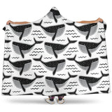 Black Whale Pattern Hooded Blanket