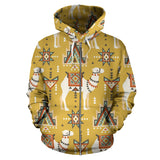 Camels Ethnic Motif Pattern Zip Up Hoodie