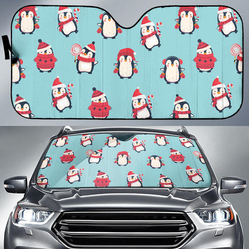 Cute Penguin Christmas  Design Pattern Car Sun Shade
