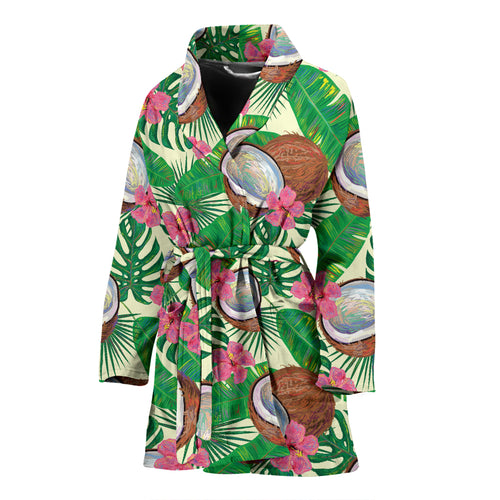 Coconut Pattern Print Design 01 Women's Bathrobe