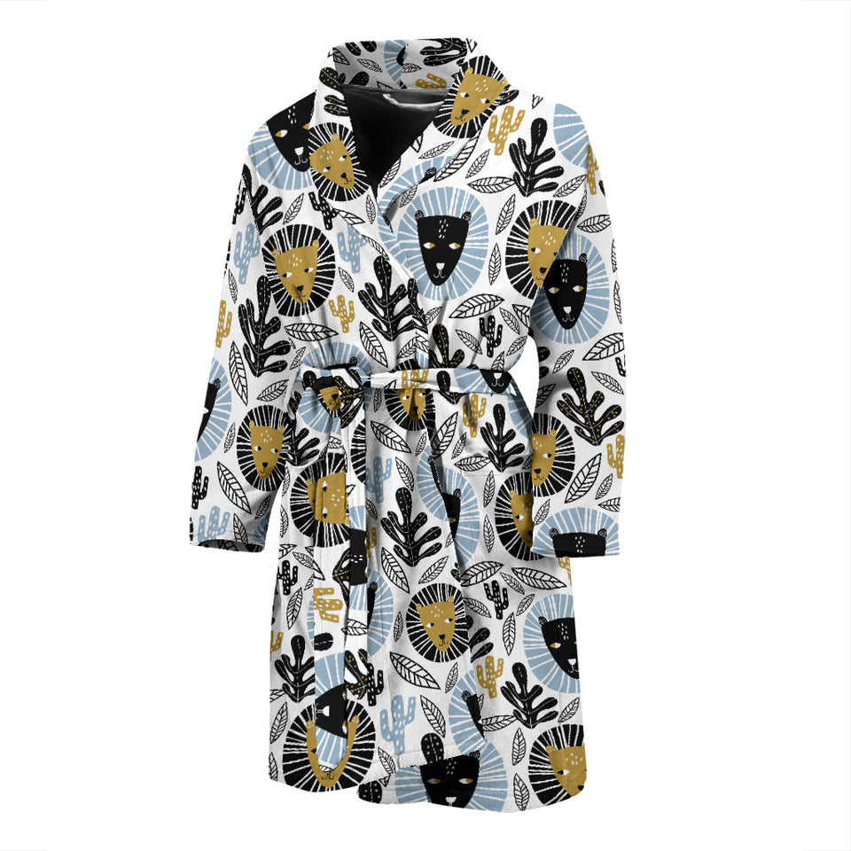 Lion Pattern Print Design 05 Men's Bathrobe