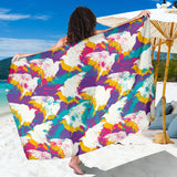 Colorful Crow Illustration Pattern Sarong