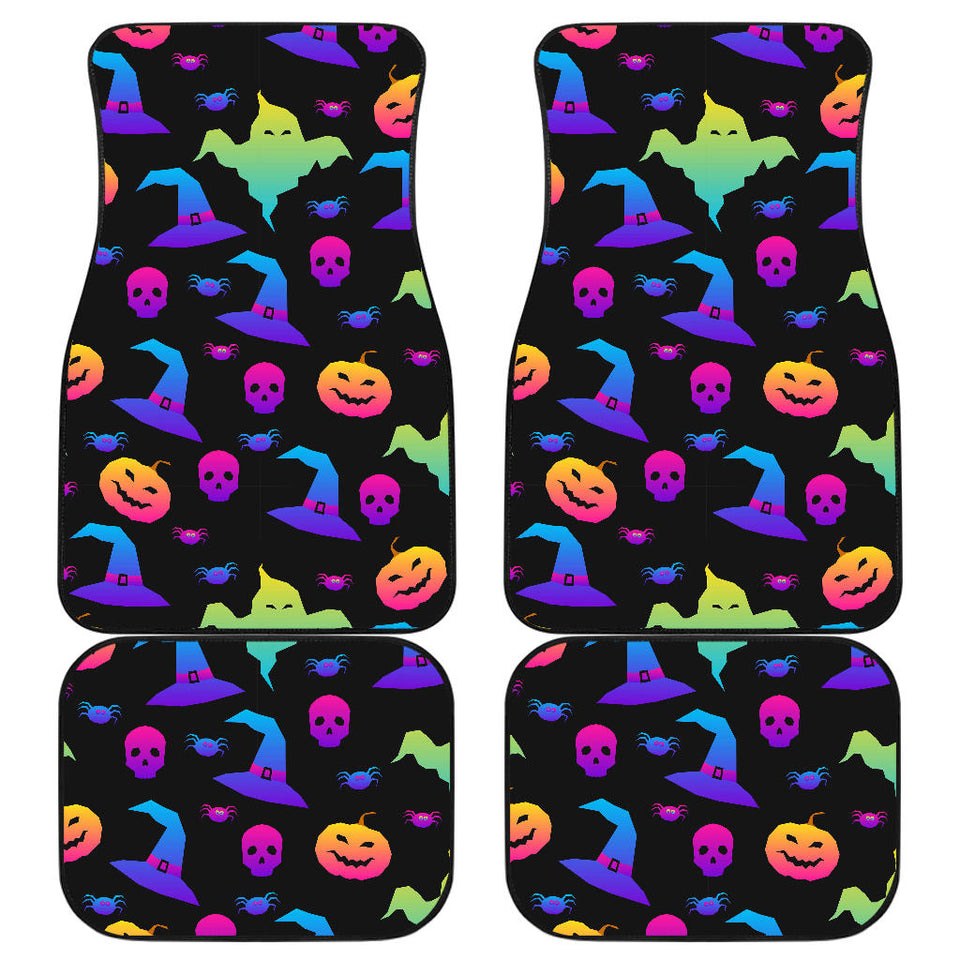 Colorful Halloween Background Front And Back Car Mats
