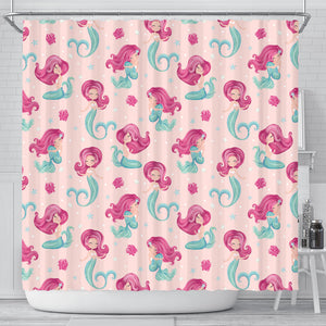 Cute Little Mermaid Pattern Shower Curtain Fulfilled In US