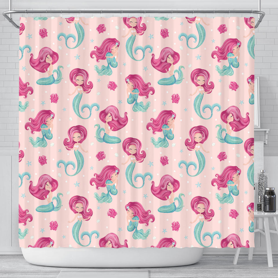 Cute Little Mermaid Pattern Shower Curtain Fulfilled In US