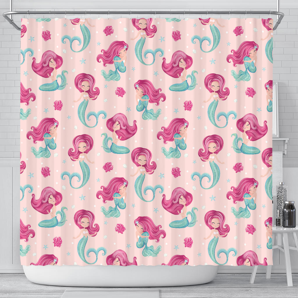 Cute Little Mermaid Pattern Shower Curtain Fulfilled In US