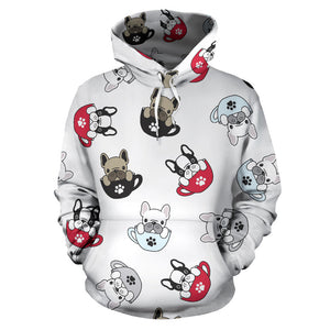 French Bulldog Cup Paw Pattern Men Women Pullover Hoodie