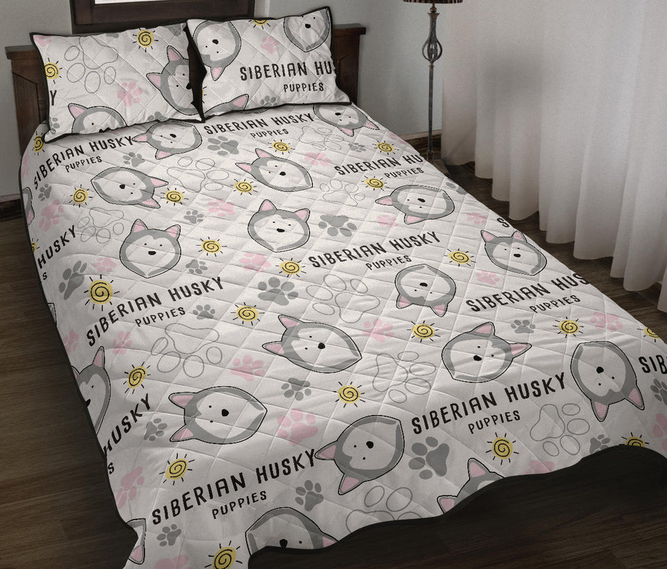 Siberian Husky design pattern Quilt Bed Set