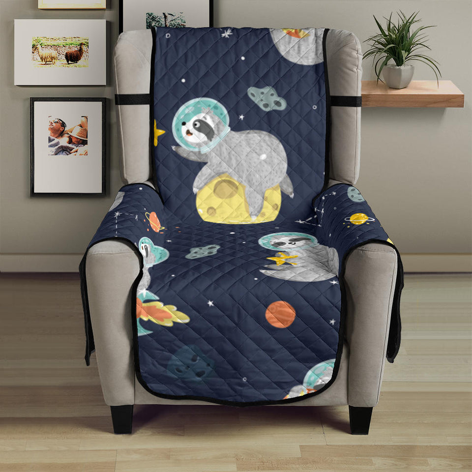 Cute sloth astronaut star planet rocket pattern Chair Cover Protector