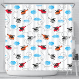 Watercolor Helicopter Cloud Pattern Shower Curtain Fulfilled In US